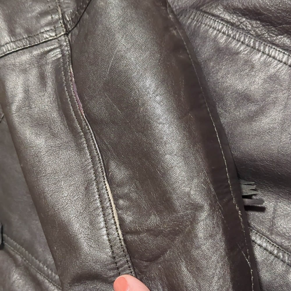 Vintage VTG Diamond Leather motorcycle moto fringe jacket coat sz M medium - Picture 15 of 16